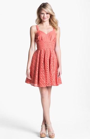BB Dakota 'Tibet' Eyelet Fit & Flare Dress-$88.00