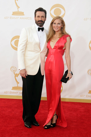 Jon Hamm and Jennifer Westfeldt in J. Mendel (Red) Photo: Getty Images 