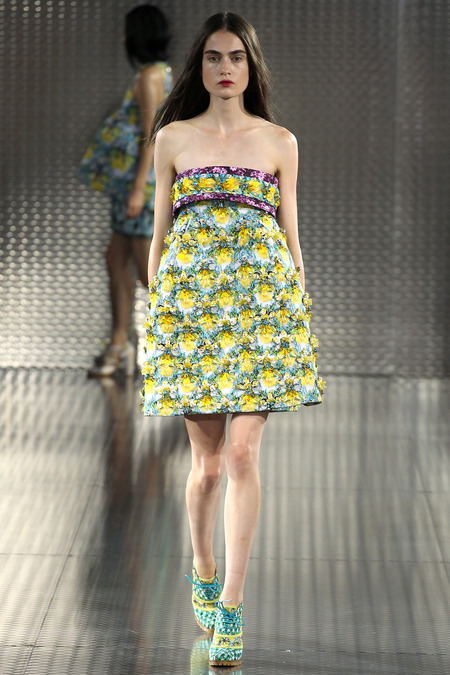Yellow Bird, Mary Katrantzou, Spring 2014, Look 22  Photo: Marcus Tondo/Indigitalimages.com