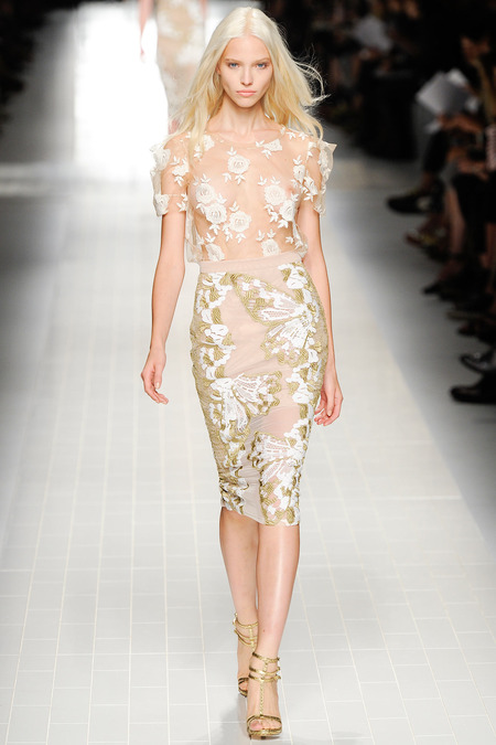 Blumarine, Spring 2014, Look 10, Sasha Luss Photo: Umberto Fratini/Indigitalimages.com