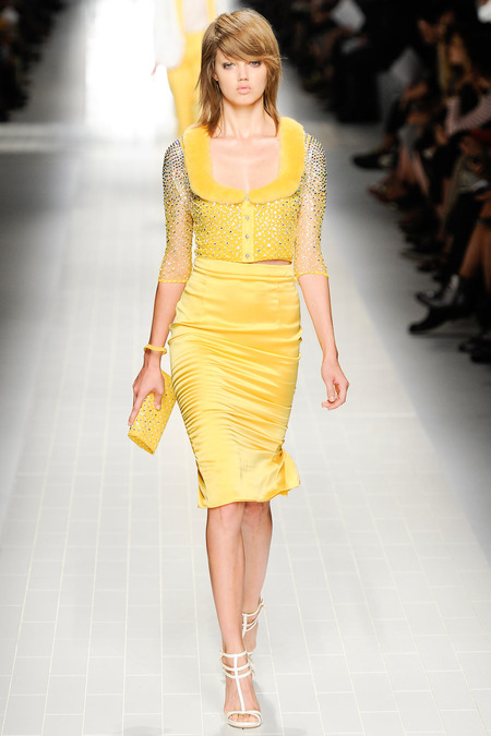 Blumarine, Spring 2014, Look 19, Lindsey Wixson Photo: Umberto Fratini/Indigitalimages.com